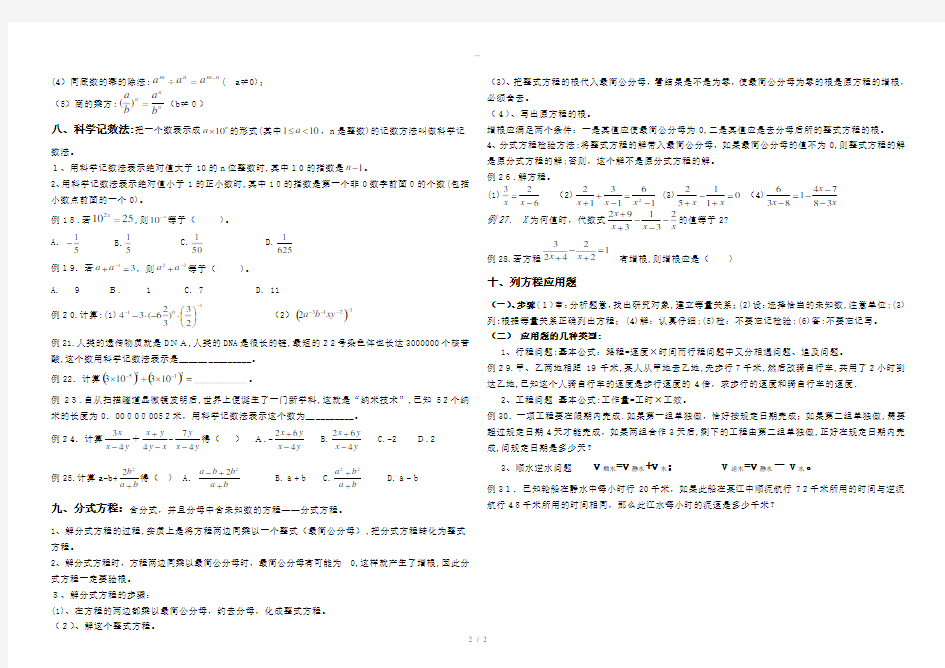 新人教版八年级数学下册第十六章分式知识点总结