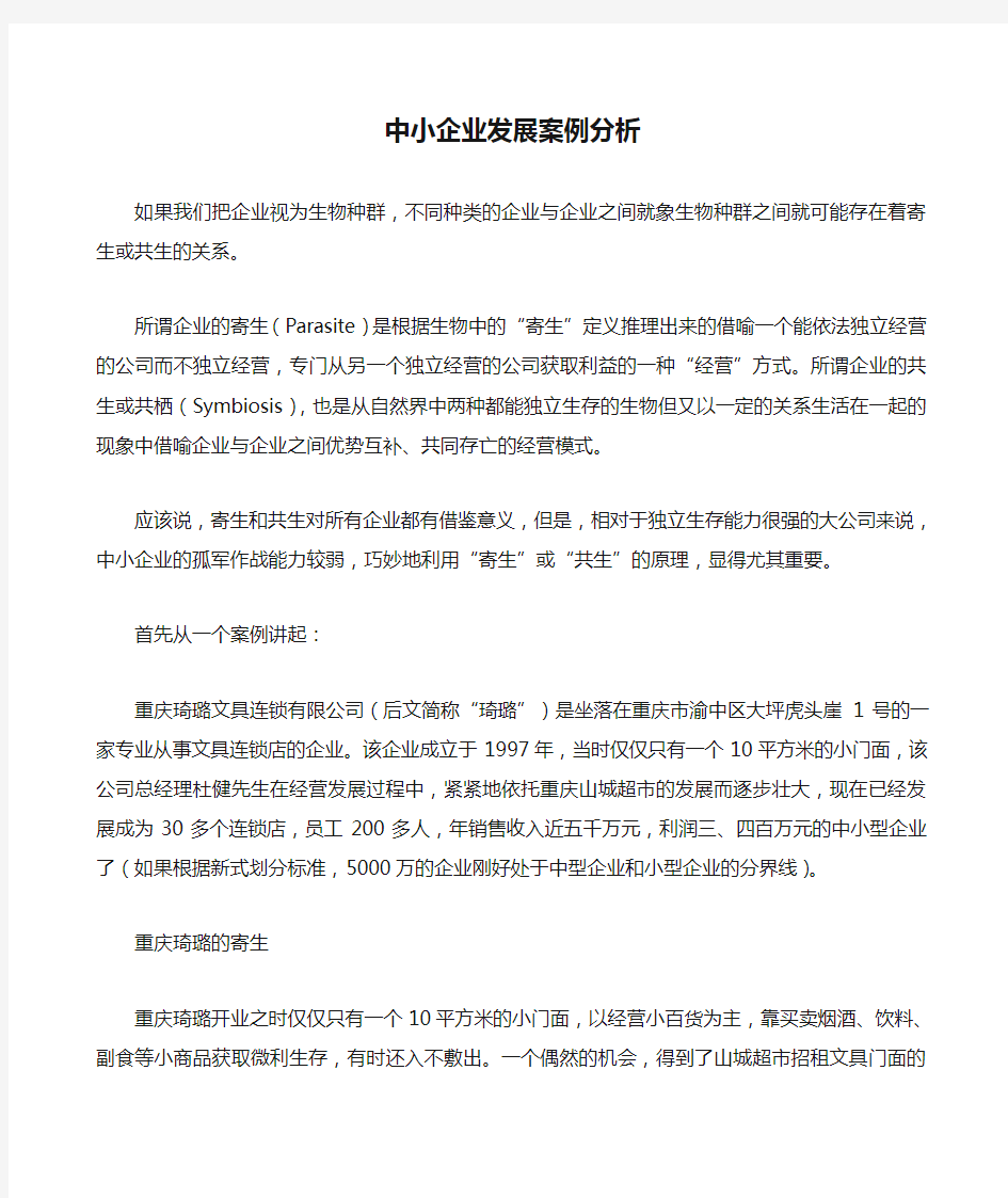 中小企业发展案例分析