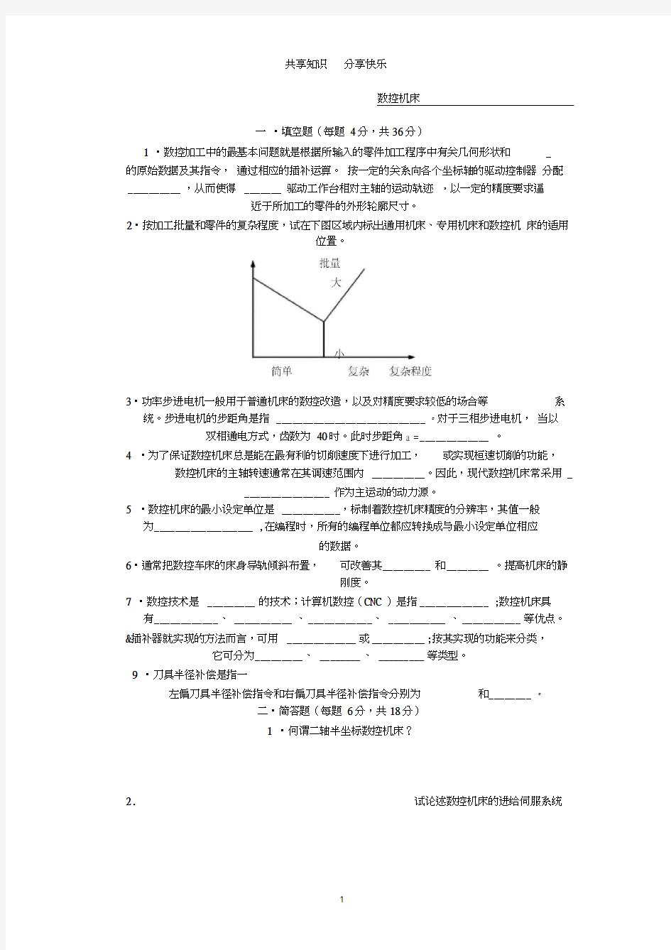 数控机床试卷及答案