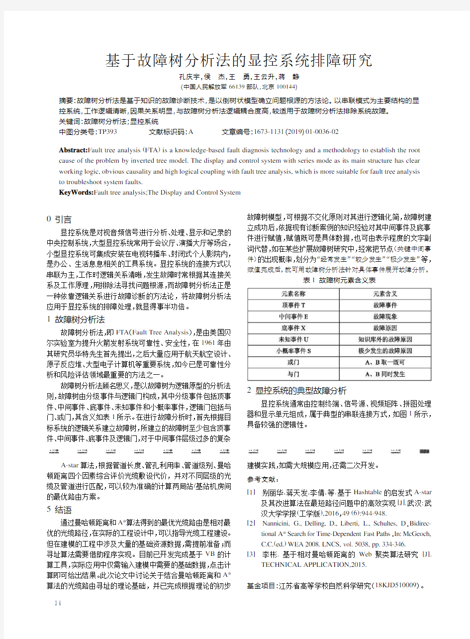 基于故障树分析法的显控系统排障研究