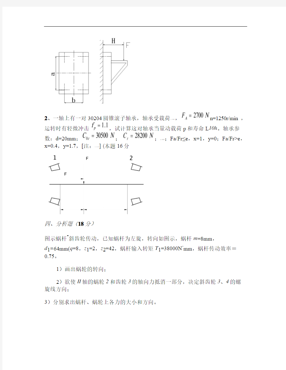 江苏大学机械设计考研复习题1要点
