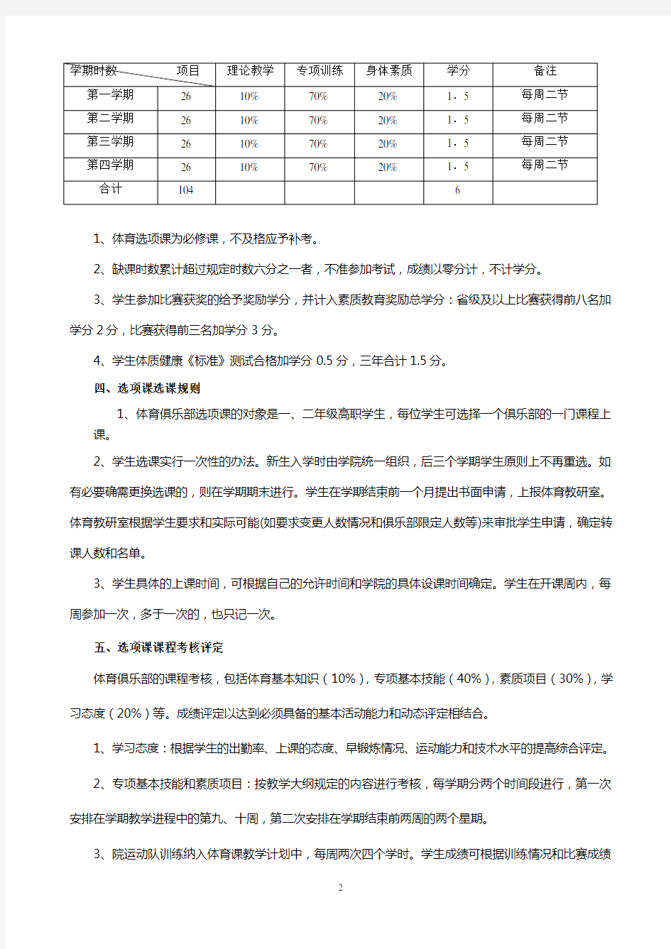 体育课俱乐部制实施方案