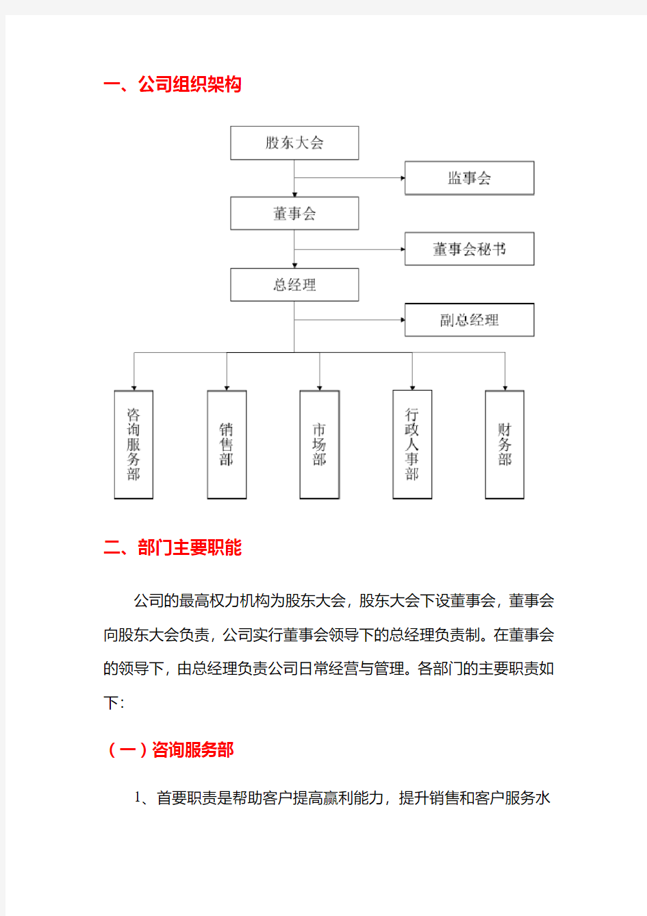 2017年计算机软件公司组织架构和部门职能