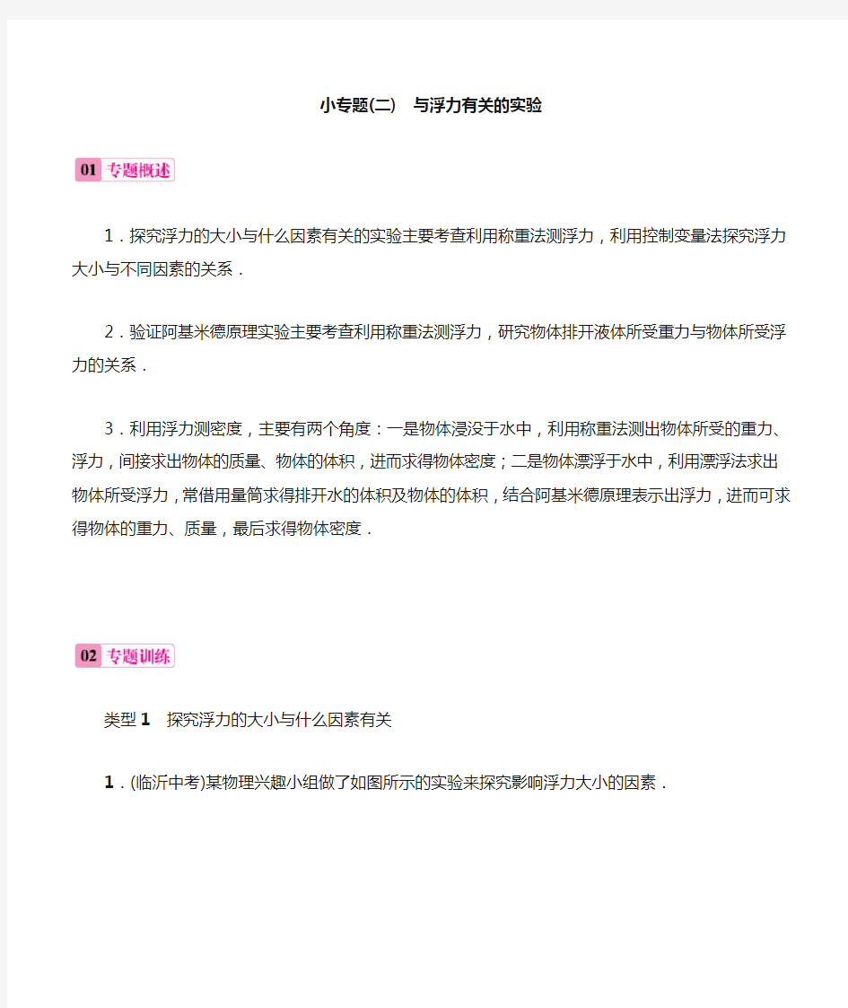 小专题(二)与浮力有关的实验