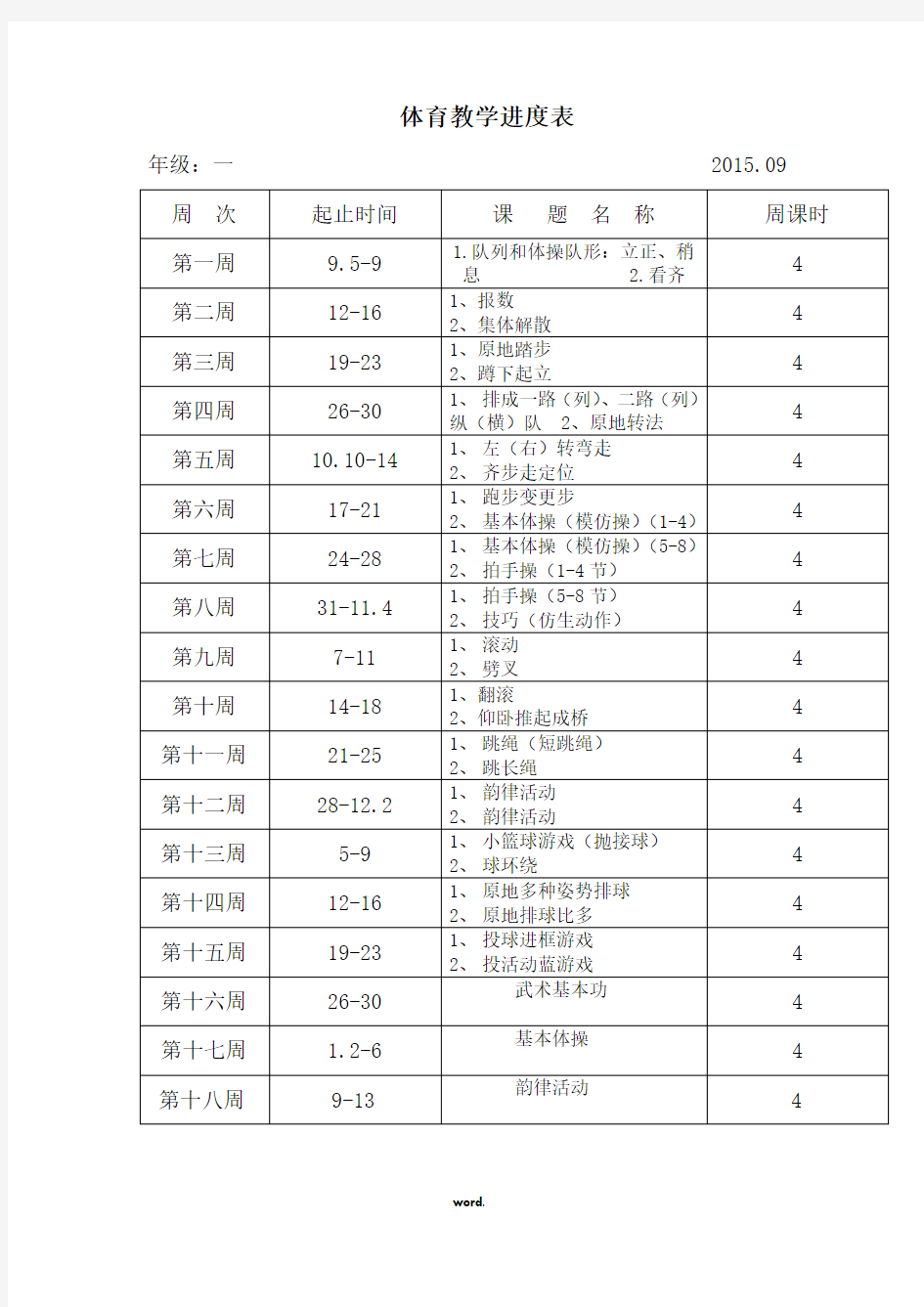 体育教学进度表-精选.