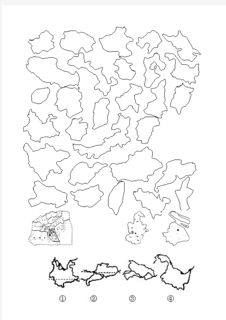 地理中国 省级行政区空白轮廓图