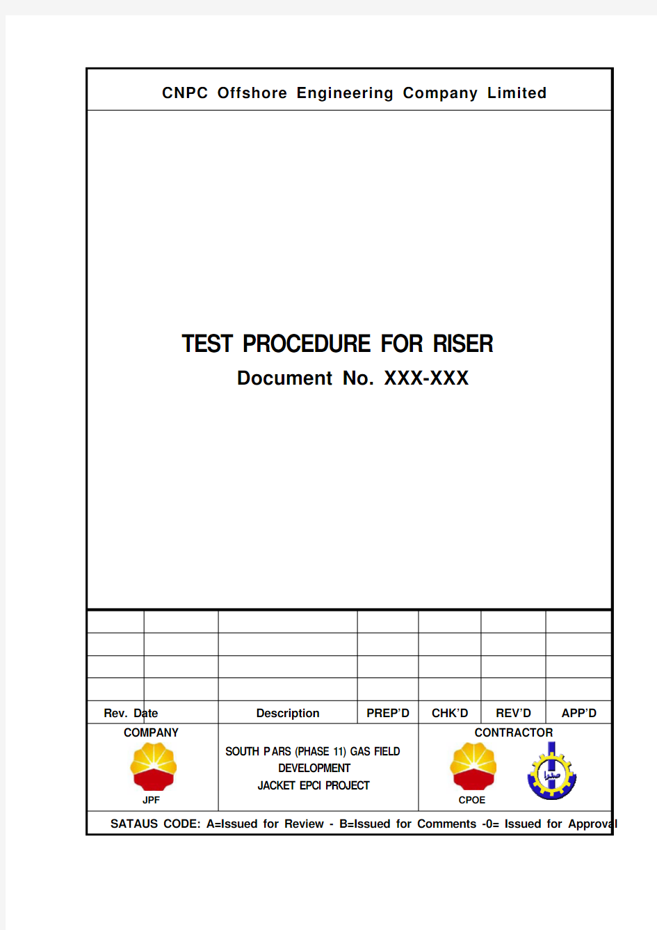 4.2 TEST PROCEDURE FOR RISER