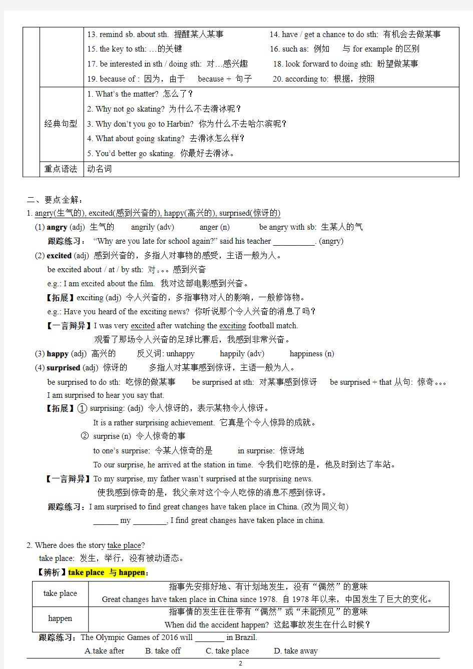 深圳新版八下英语Unit-2-Body-language-(单词、词组、reading部分知识点)