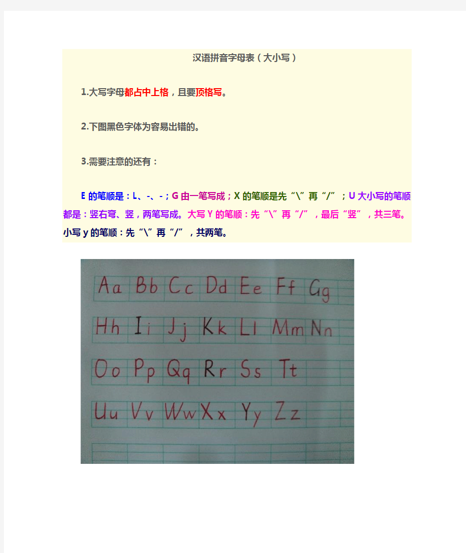 汉语拼音字母(字母写法规范)