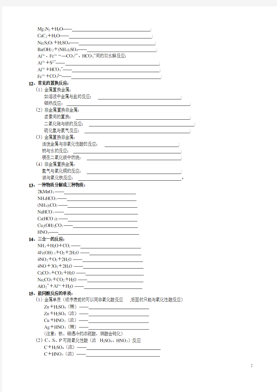 无机化学知识点总结(高三复习用)