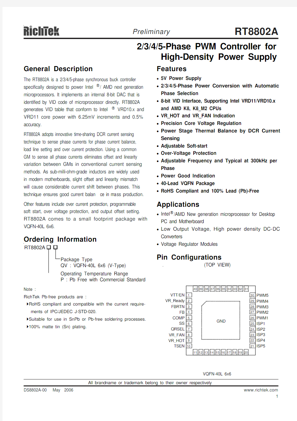 CPU供电芯片datasheet(PWM部分)