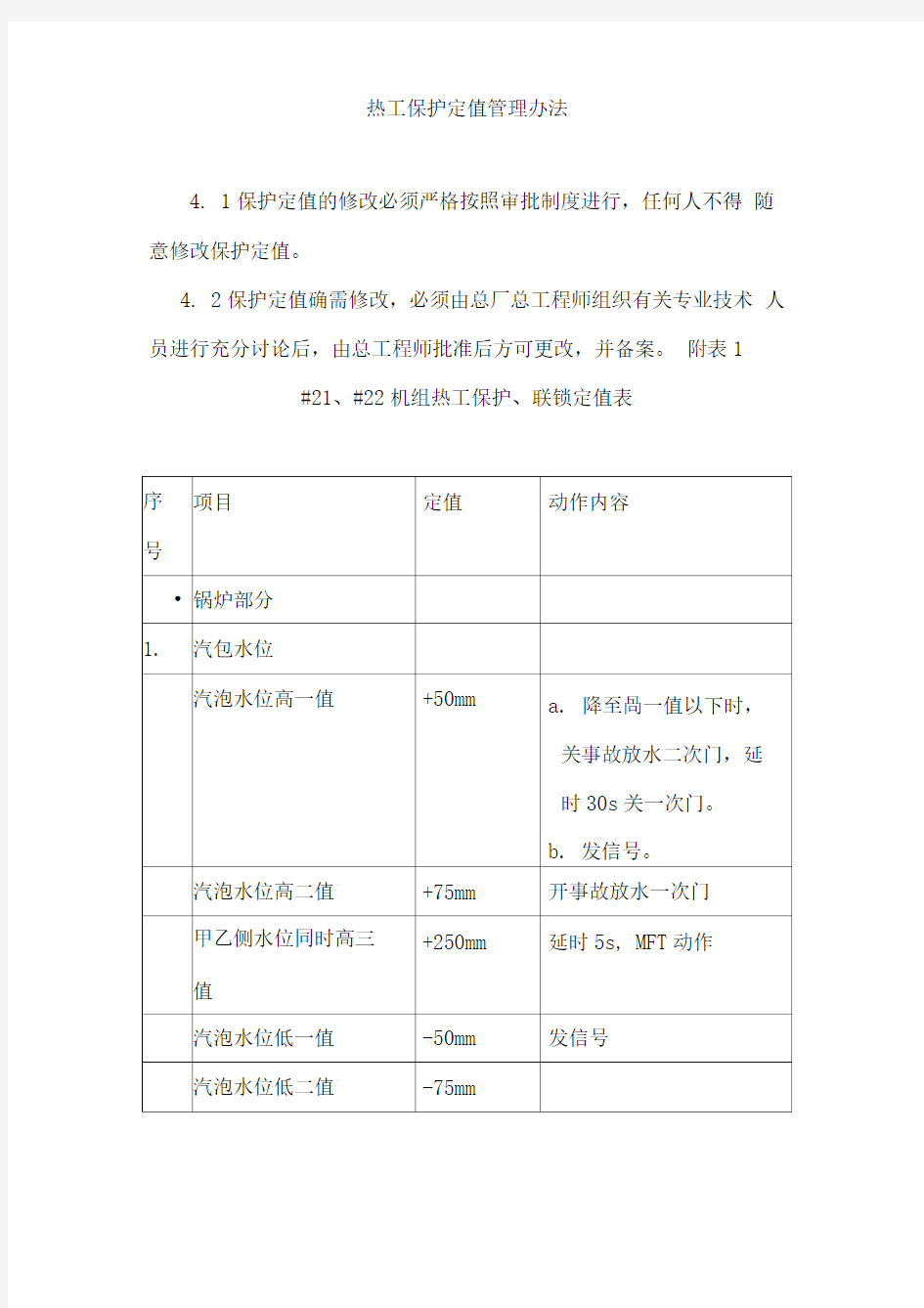 热工保护定值管理办法