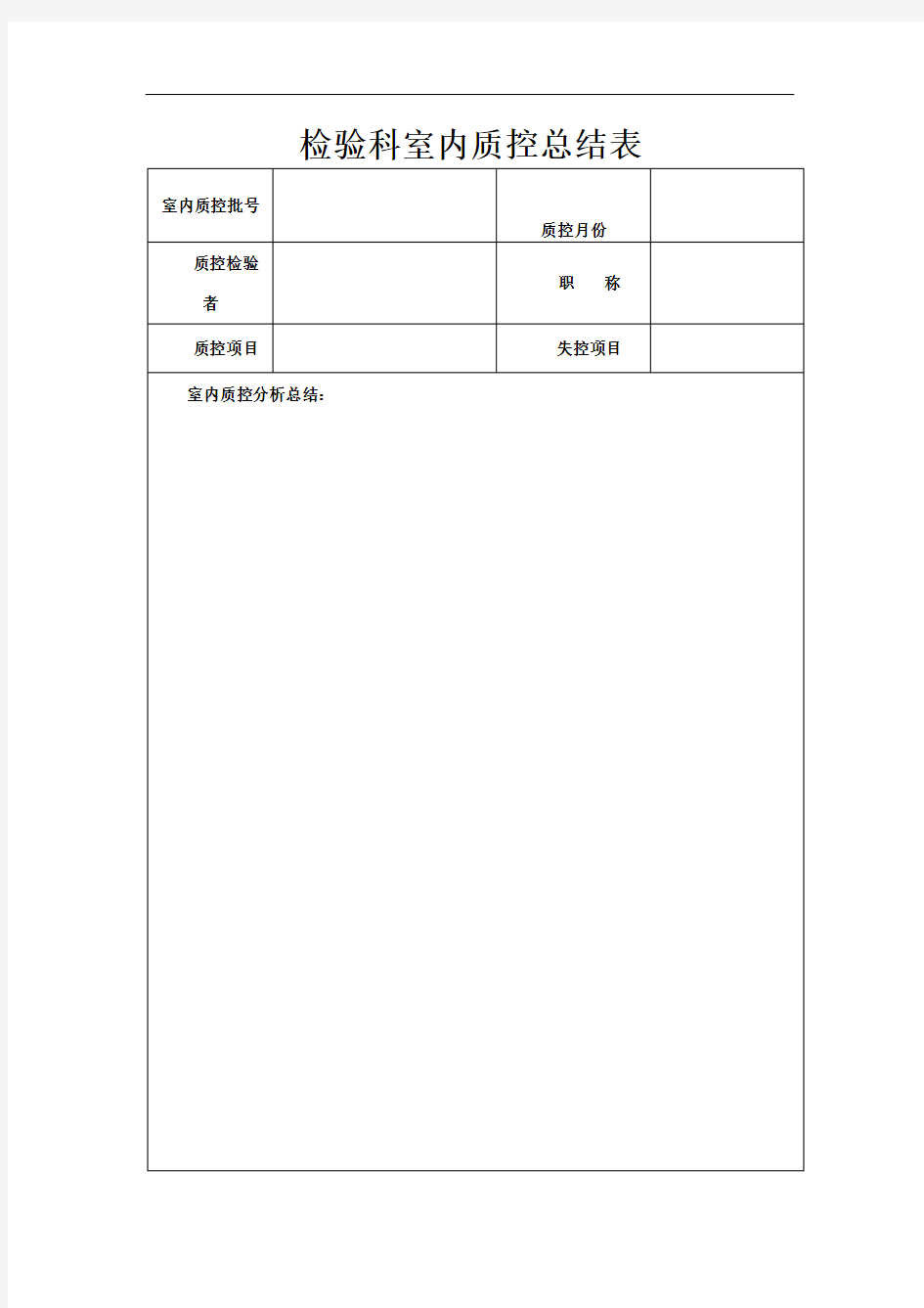 室内质控月总结