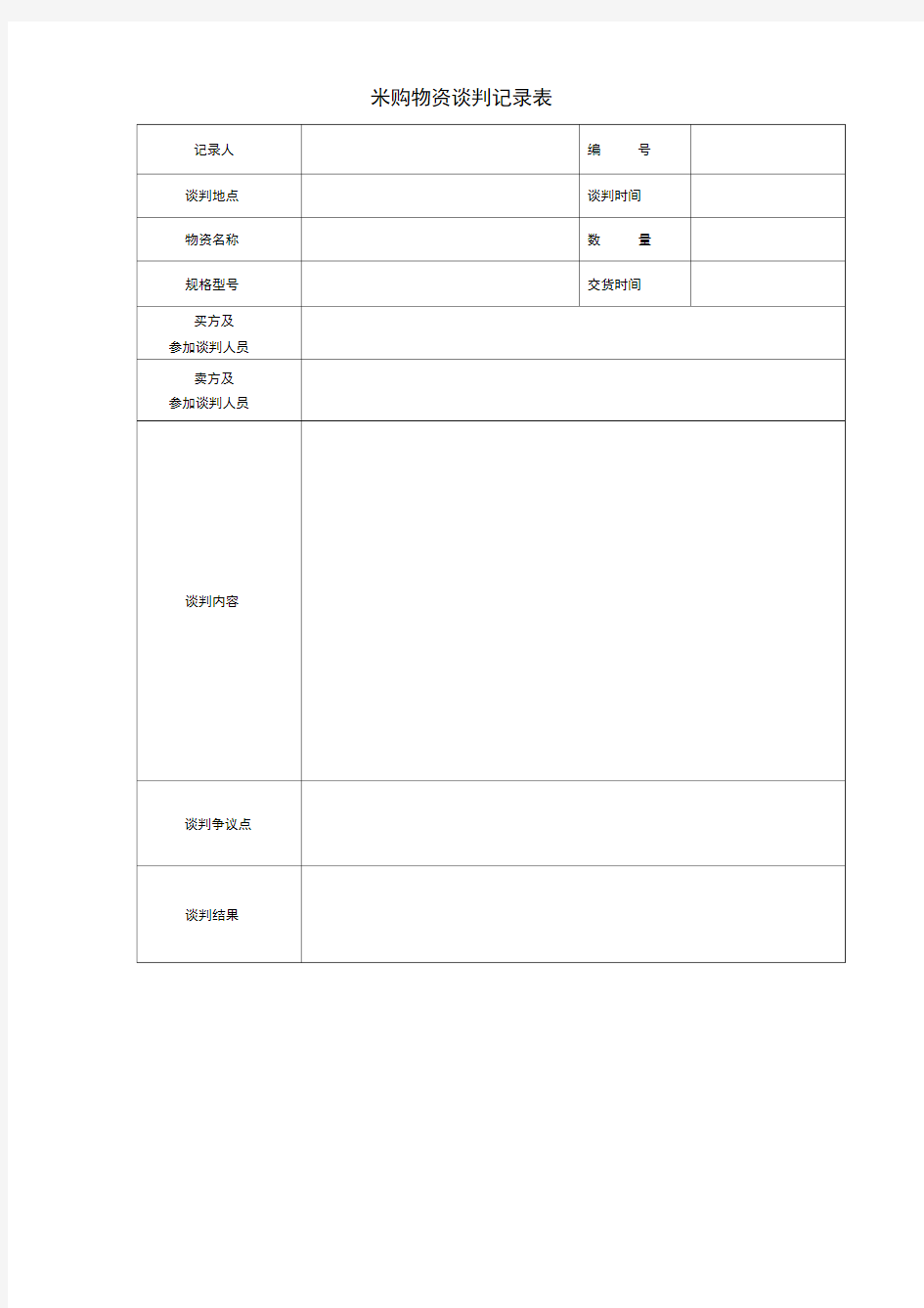 采购物资谈判记录表-新