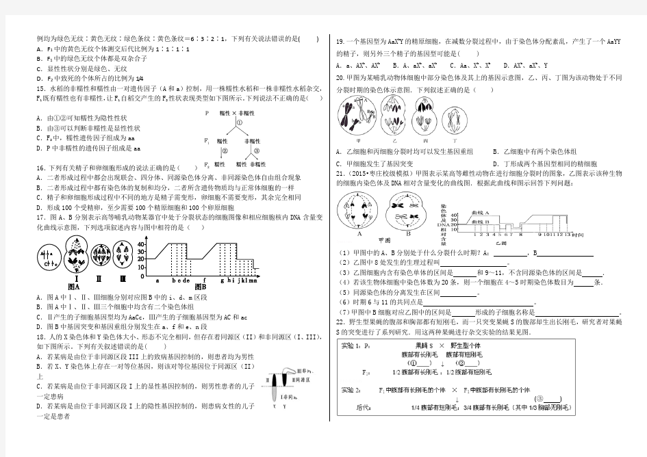 高中生物必修二第一二章练习题