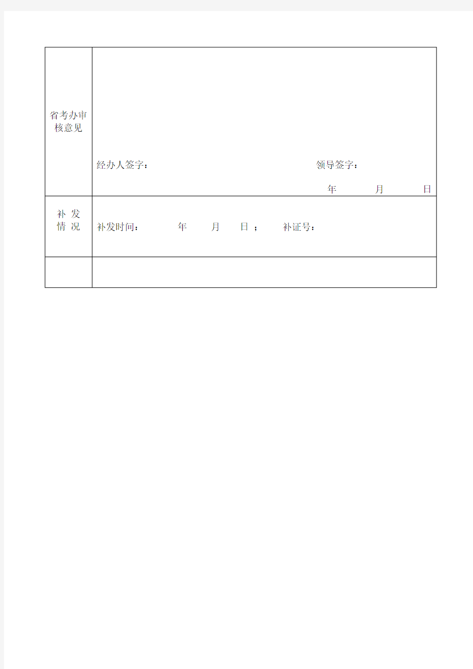 补办《毕业证明书》申请表