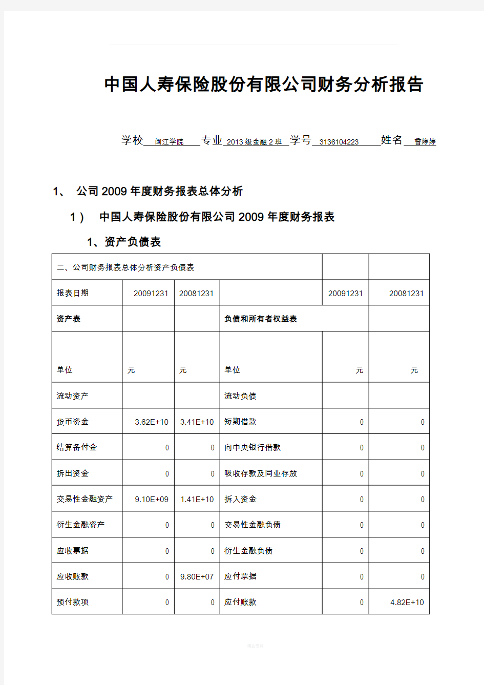 中国人寿财务分析报告