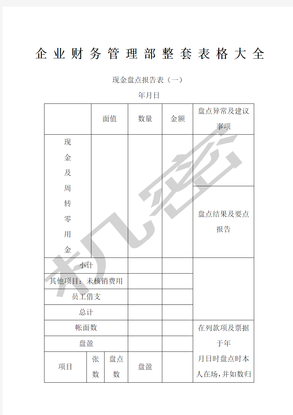 企业财务管理整套表格大全共