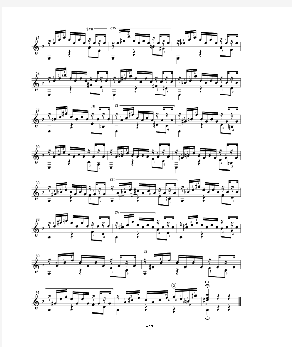 巴赫作品《前奏曲》Prelude,BWV999;J.S.Bach古典吉他谱