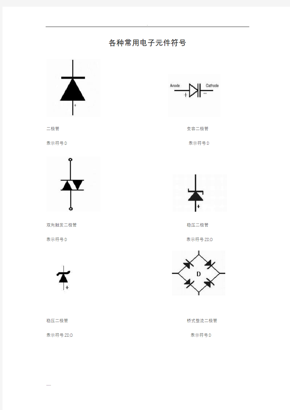 (完整word版)各种常用电子元件符号及其名称【全】