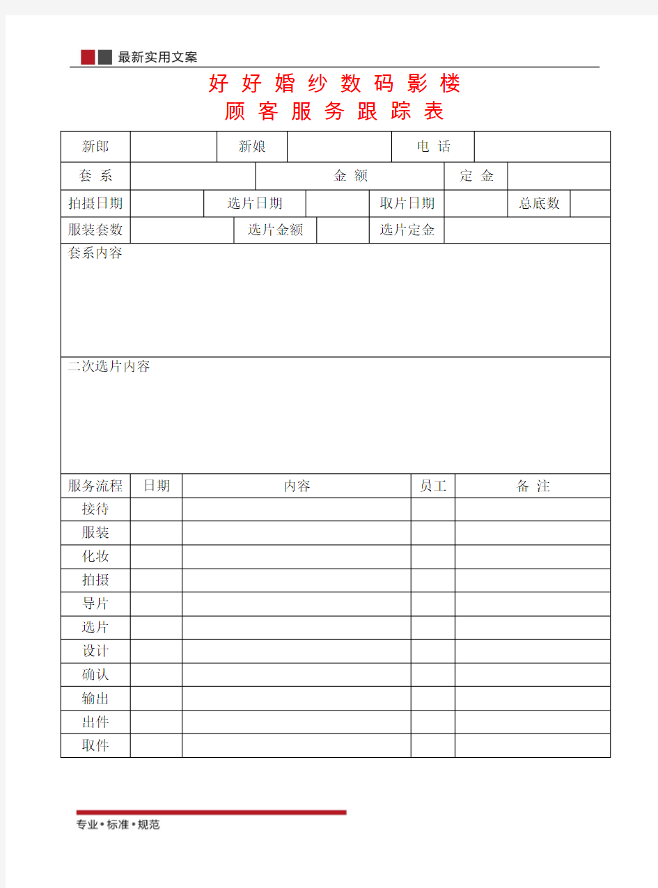 【精选表格】顾客服务跟踪表