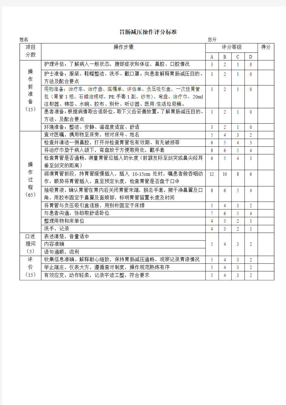 胃肠减压标准