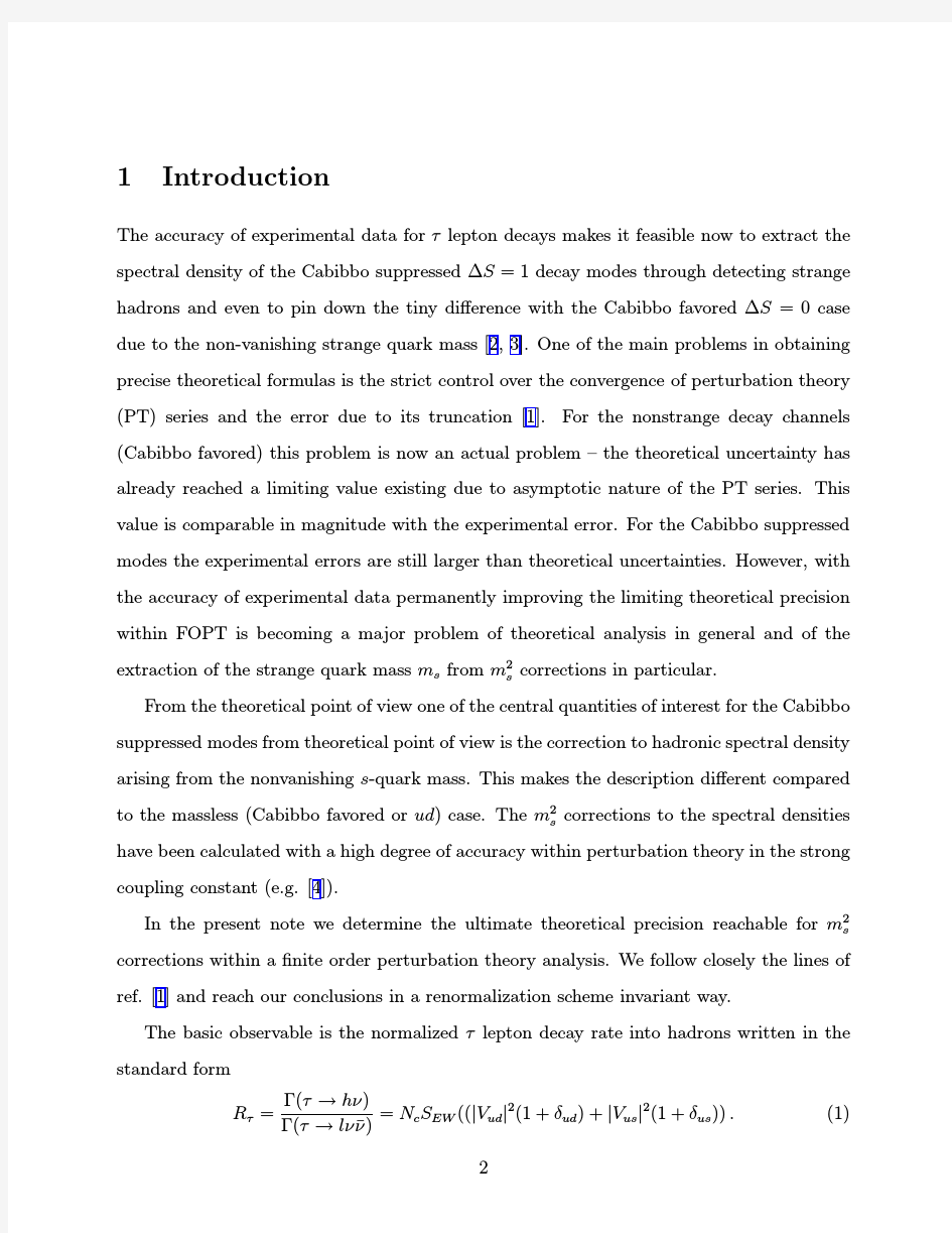 Asymptotic structure of perturbative series for $tau$ lepton decay observables $m_s^2$ corr