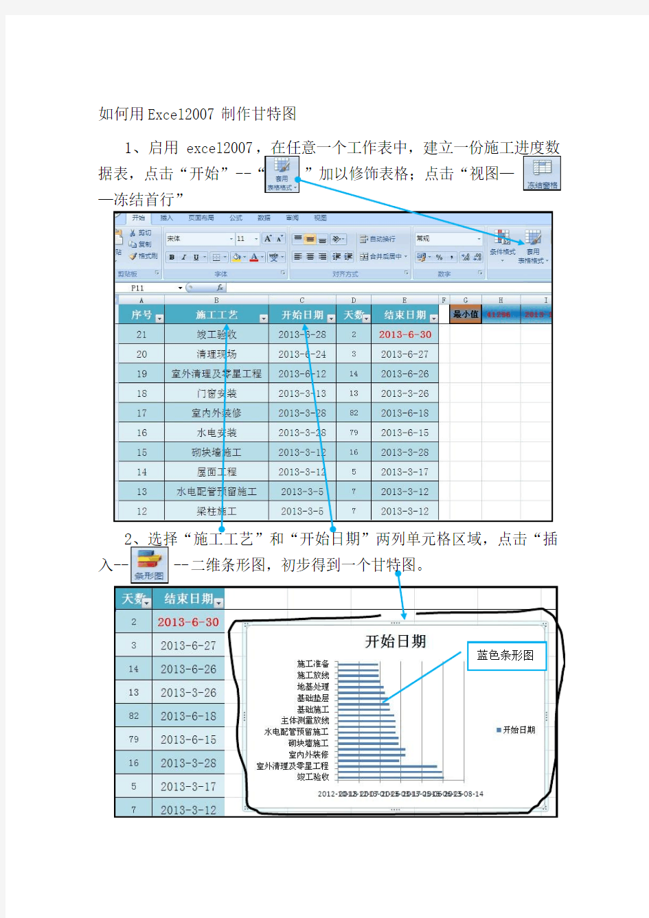 如何用Excel2007制作甘特图