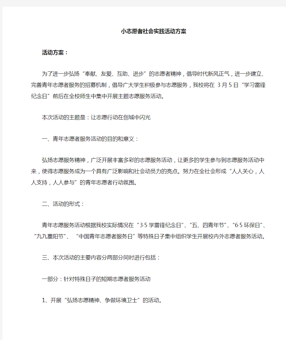 小志愿者社会实践活动