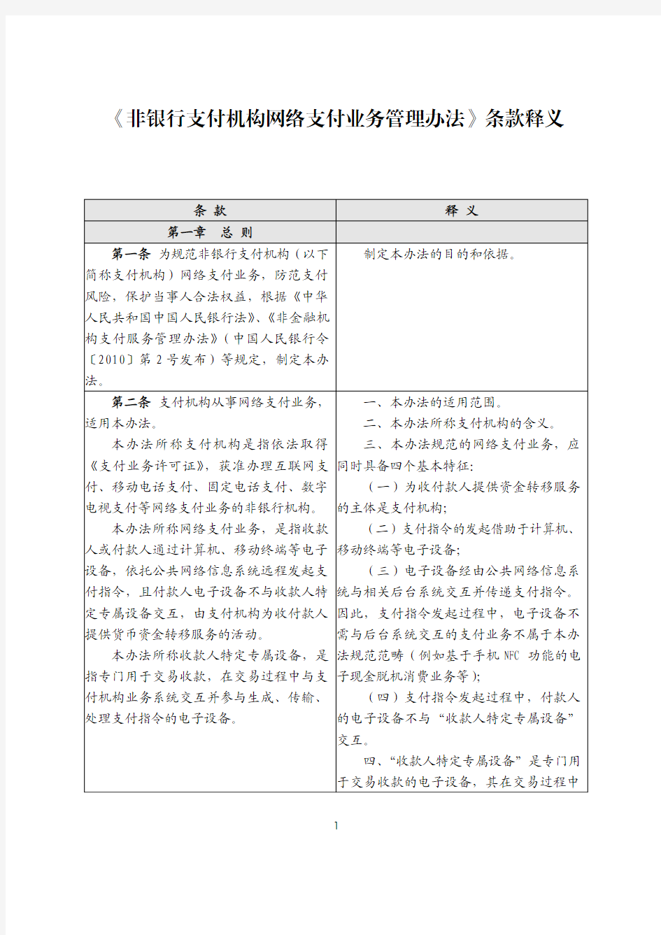 非银行支付机构网络支付业务管理办法条款释义