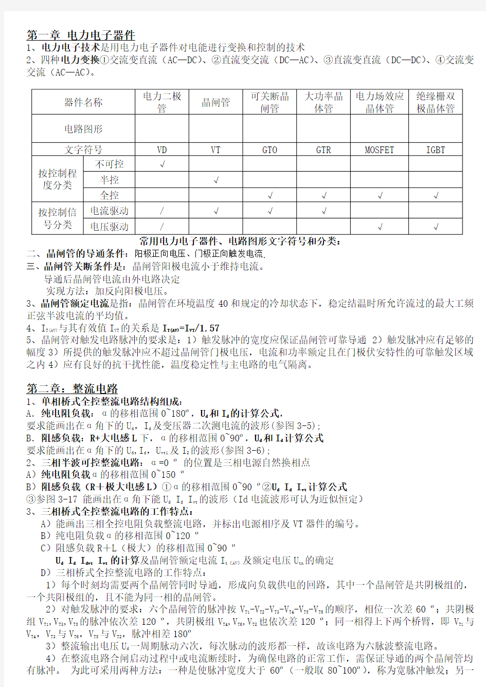 电力电子技术(王兆安)复习重点