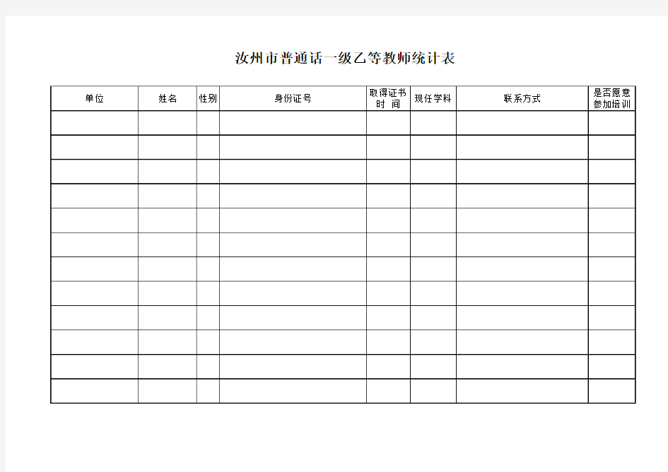 普通话一级乙等统计表