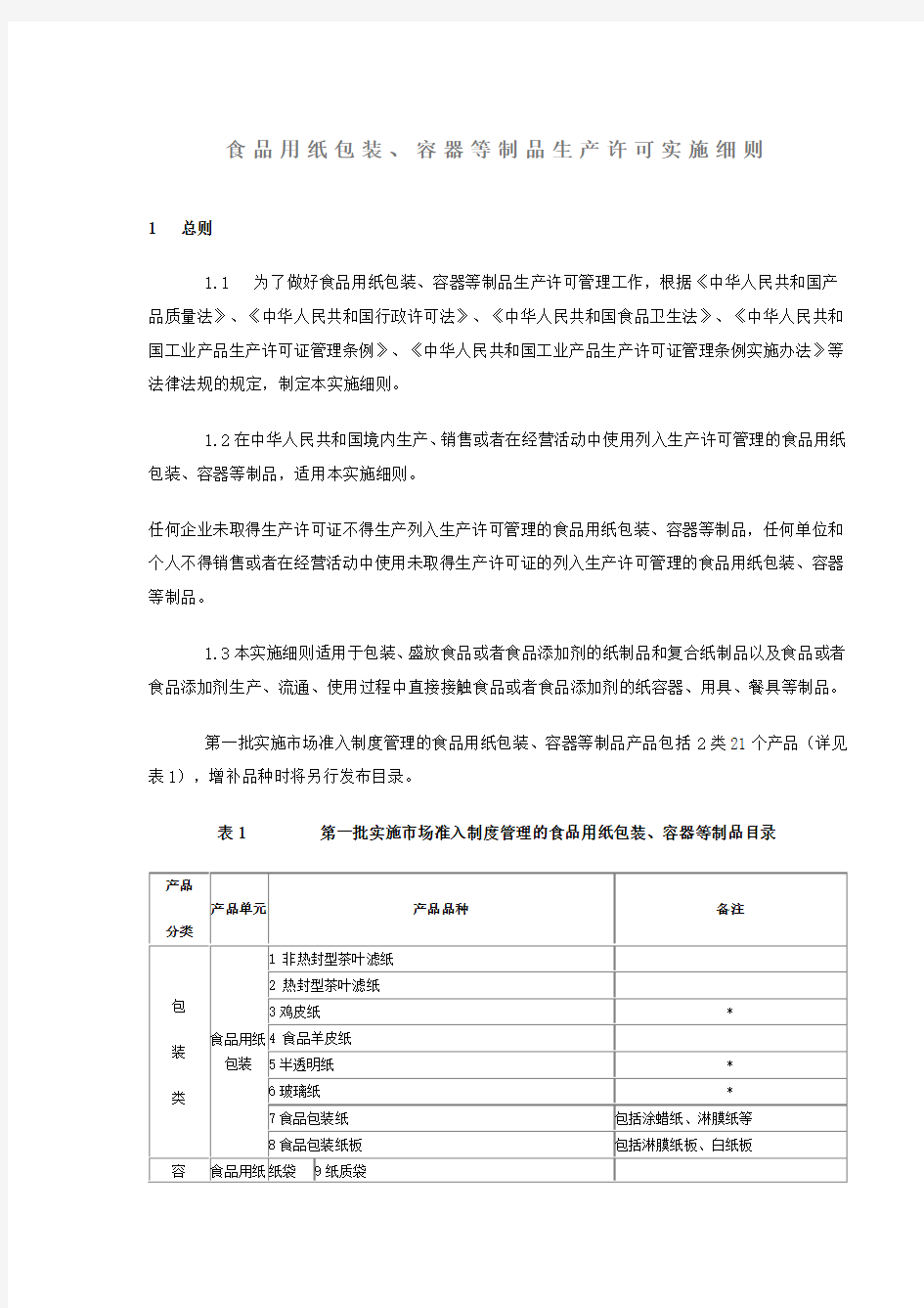 食品用纸包装实施细则(参考Word)