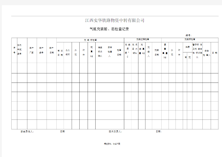 气瓶充装前、后检查记录
