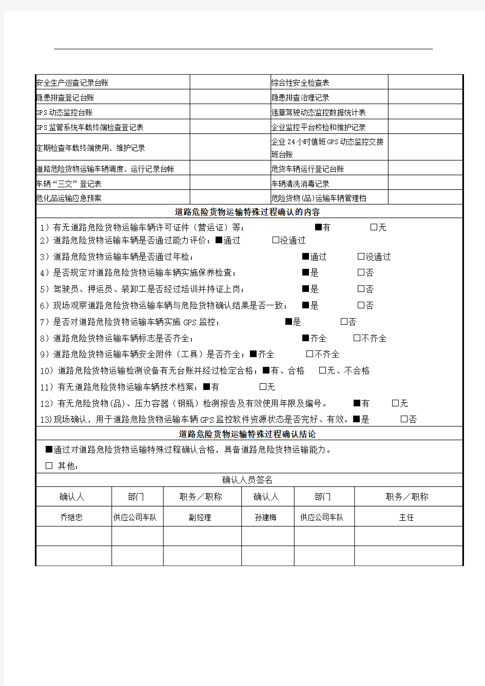 特殊过程确认表记录45