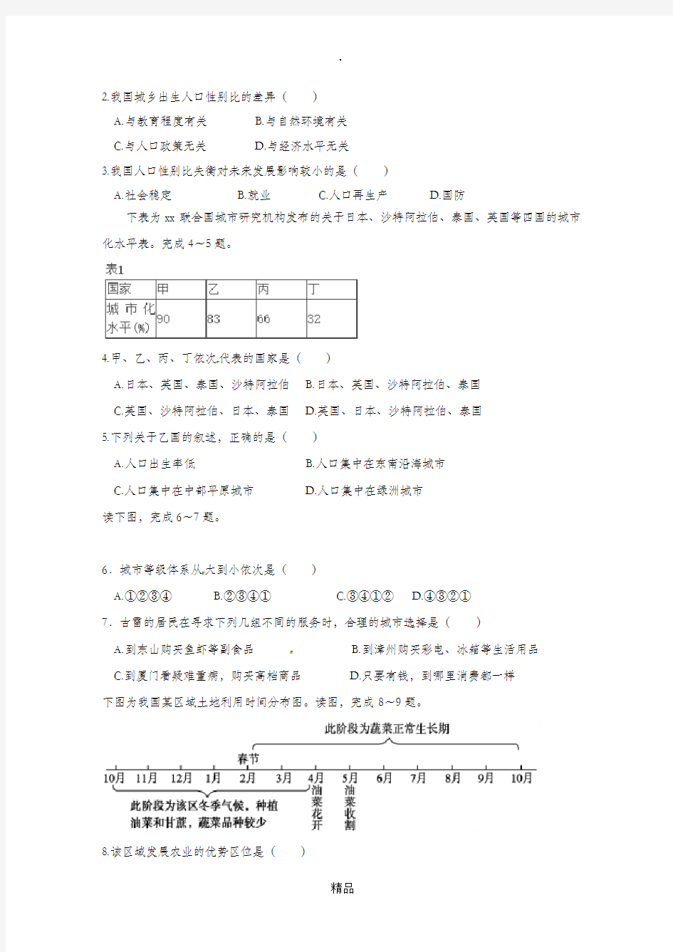 201x-201X学年高一地理6月月考试题 (IV)