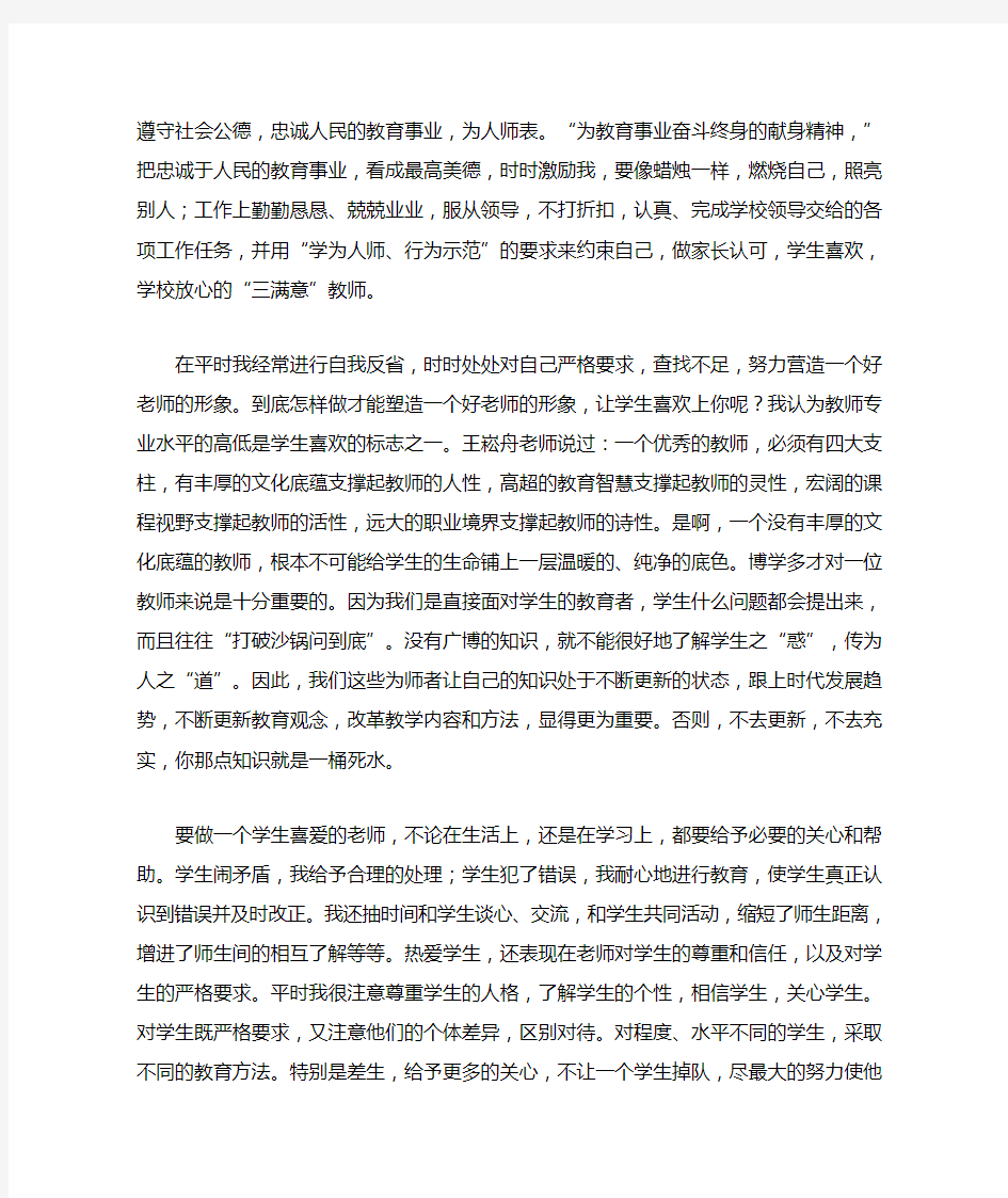 师德师风个人总结