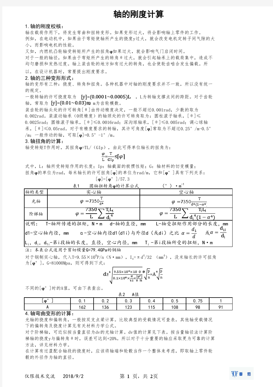 轴的刚度计算