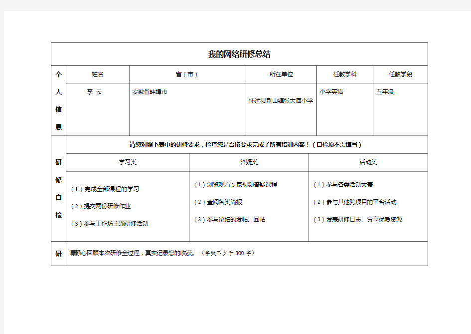 (完整版)奥鹏教育小学英语研修总结