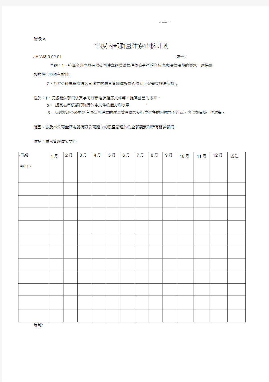 年度审核计划表1