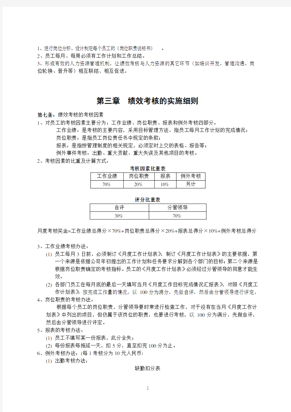 中小型企业绩效考核方案(实例)