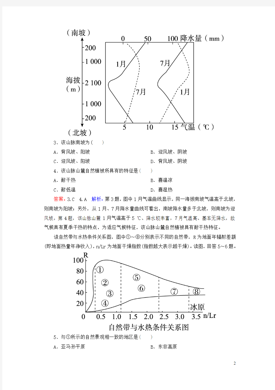 2017年高考地理一轮复习 自然地理环境的差异性专题训练(含解析)