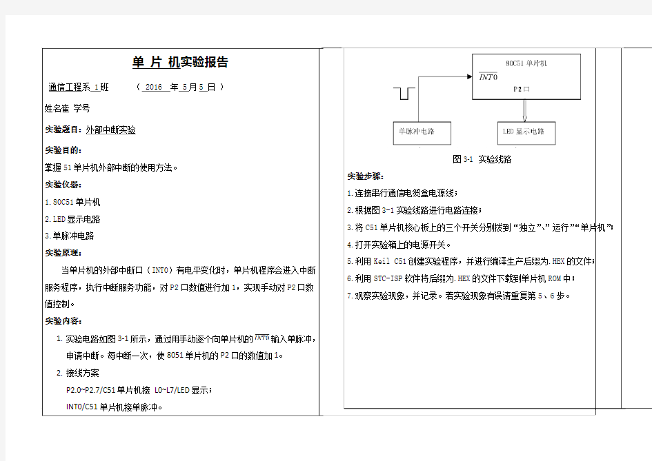 单片机外部中断实验