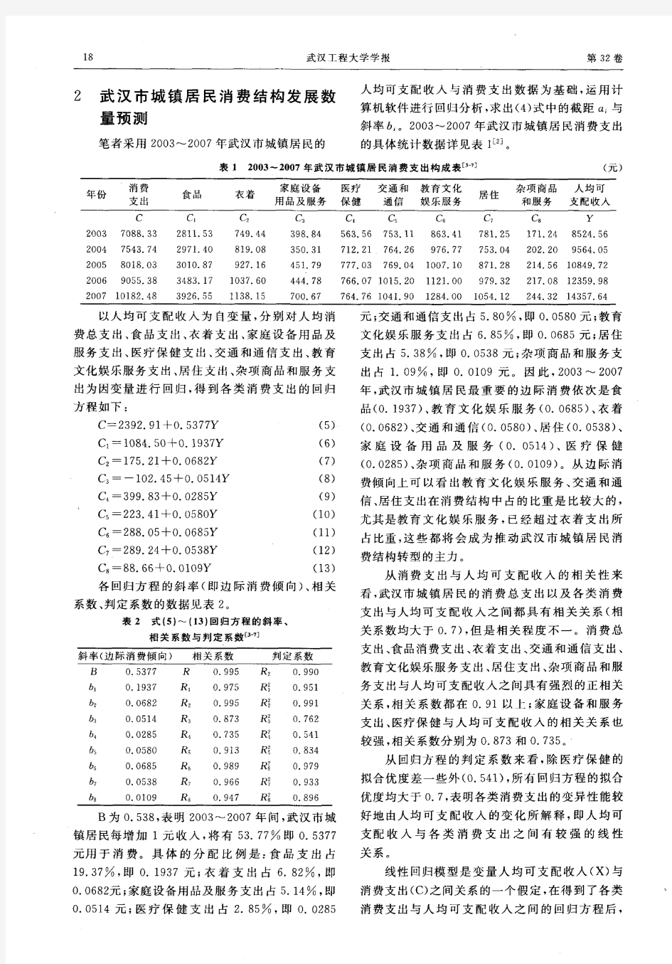 武汉市城镇居民消费结构发展趋势分析