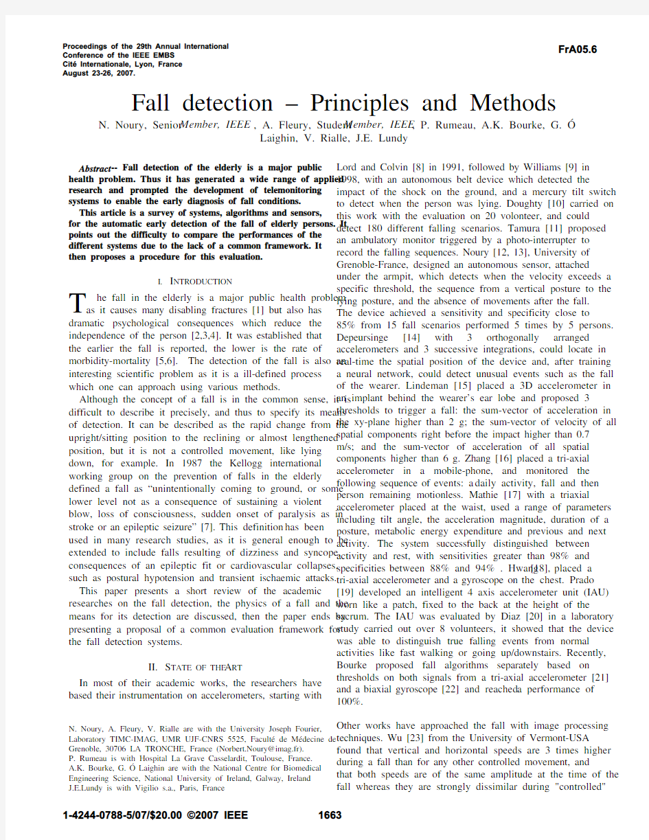 Fall detection – Principles and Methods
