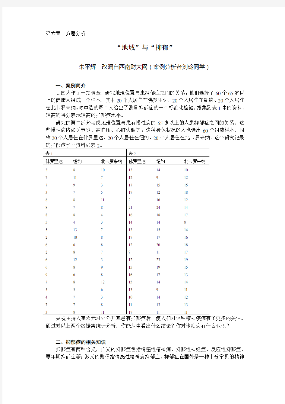 第六章  方差分析案例