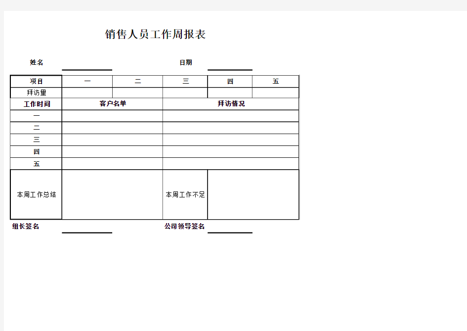 销售人员日报表模板