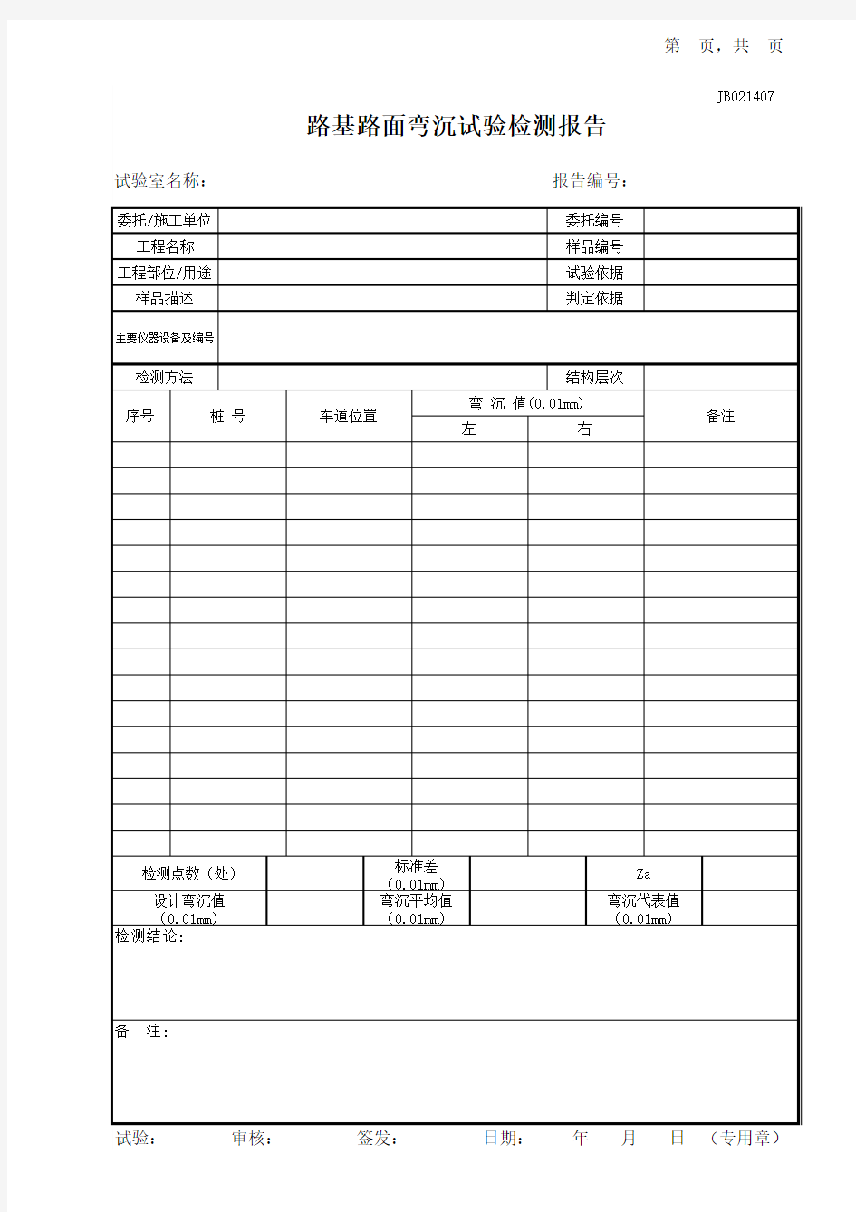 路基路面弯沉检测报告