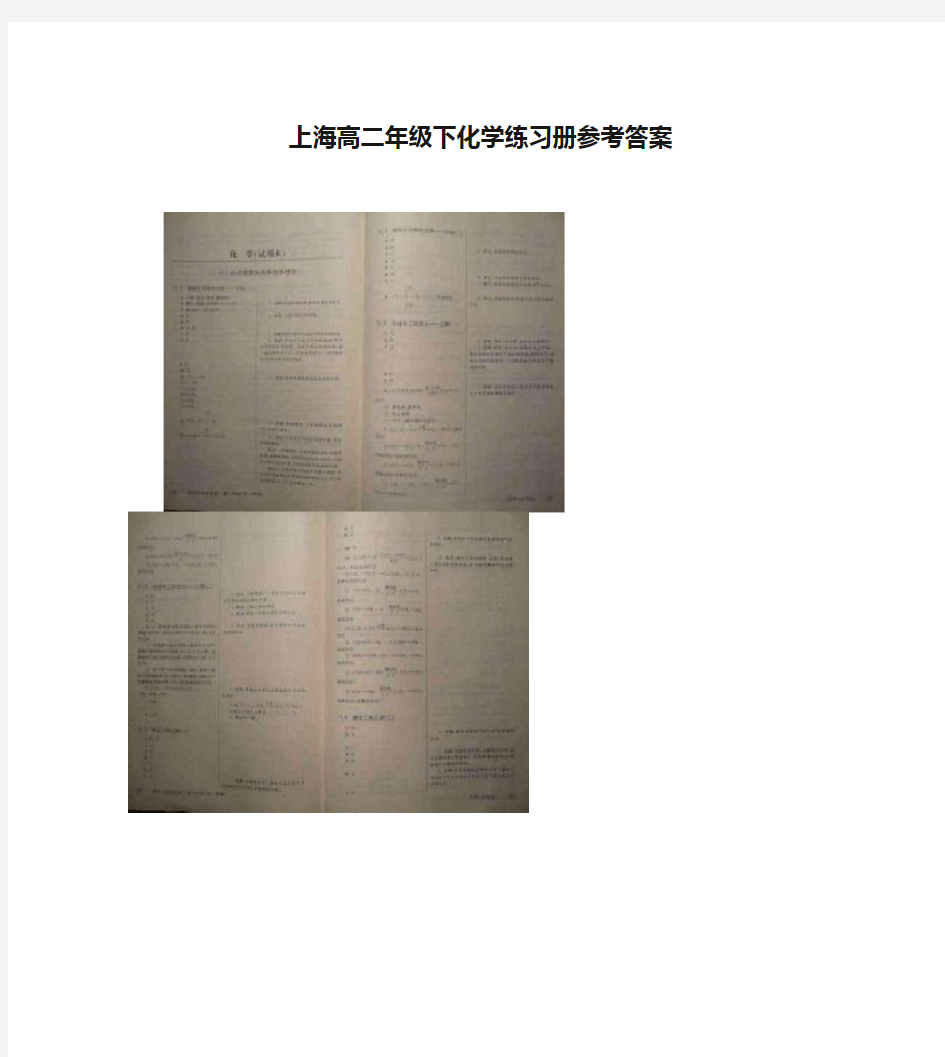 上海高二年级下化学练习册参考答案