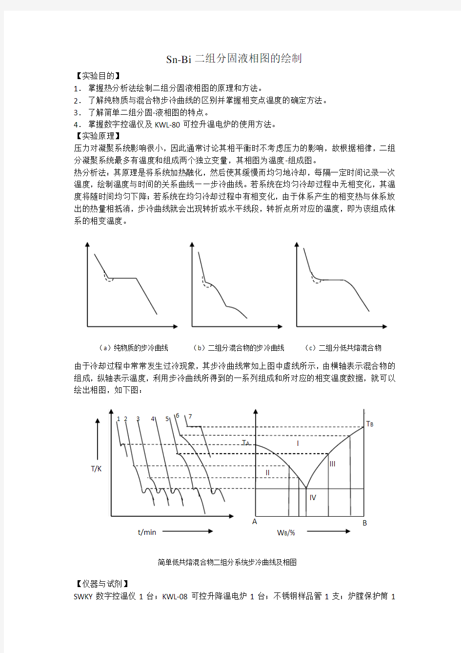 Sn-Bi二组分固液相图的绘制